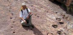 Footprints Site Researchers Carreras Pampa Dinosaur Tracks